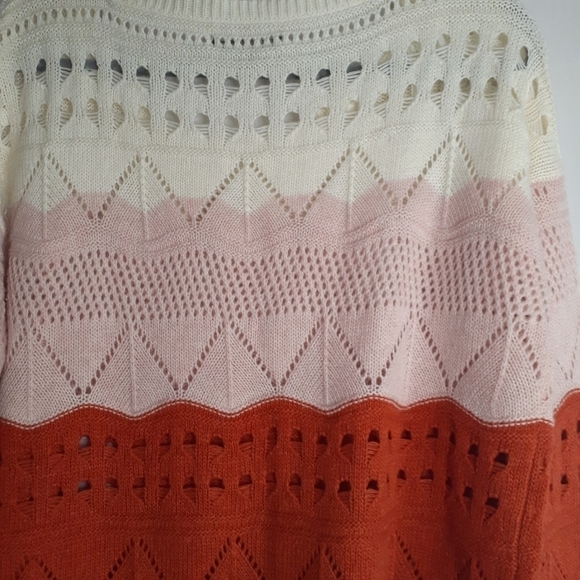 BCBGMAXAZRIA Pullover Colorblock Open Knit Oversized Sweater Small - Picture 4 of 10